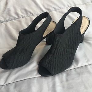Black Peep Toe Sling Backs Heels